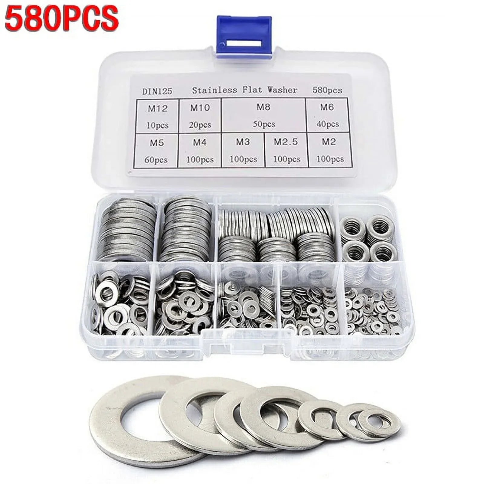 Convenient 580pcs Flat Metal Washers Gasket Set for Hvac Installations